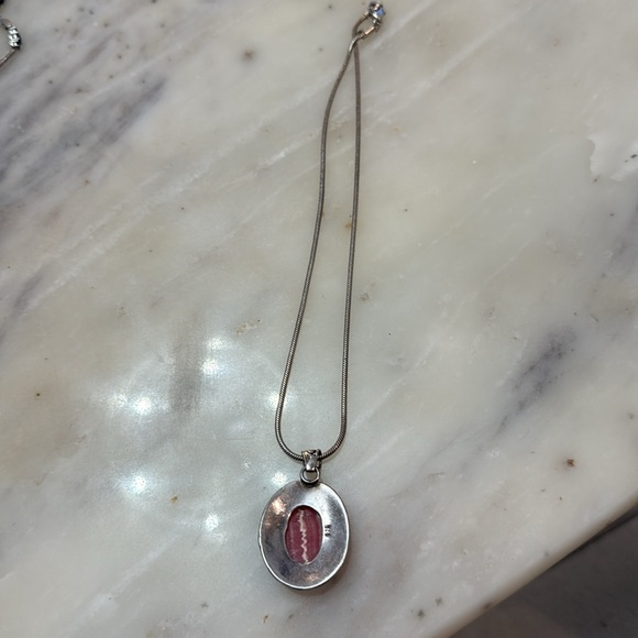 925 Silver and Rhodochrisite Pendant Necklace - Picture 2 of 4